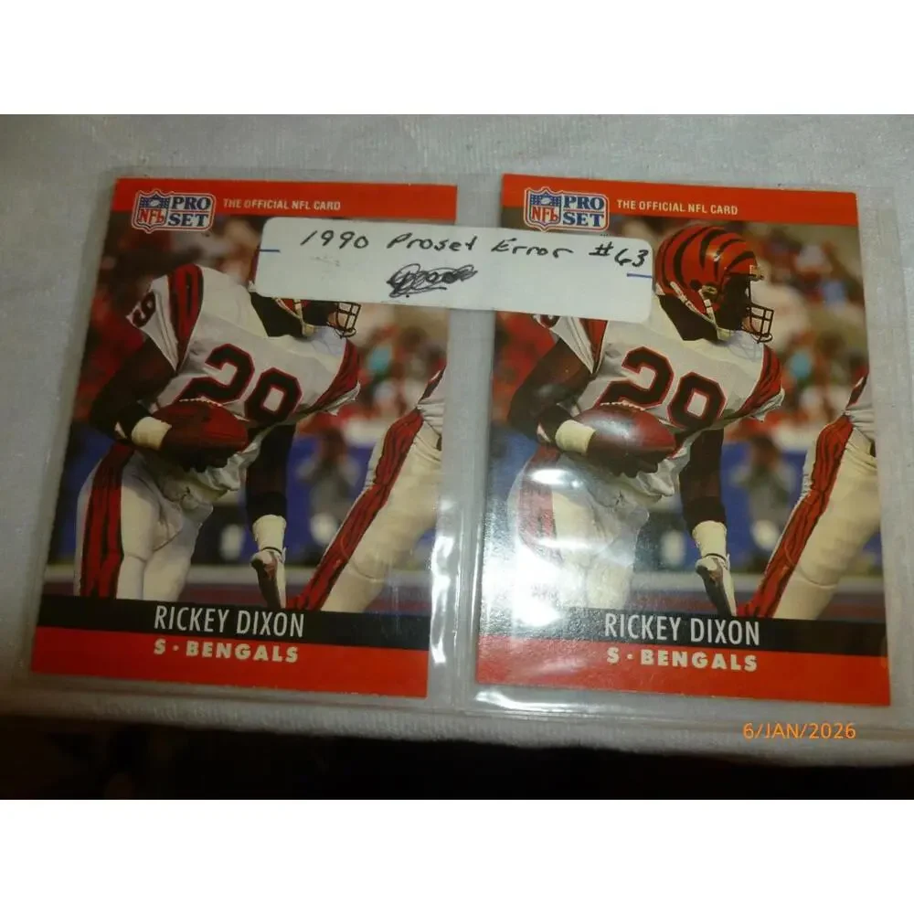 1990 ProSet Error &‎ Corrected Football Card #63 Rickey Dixon Cincinnati Bengals